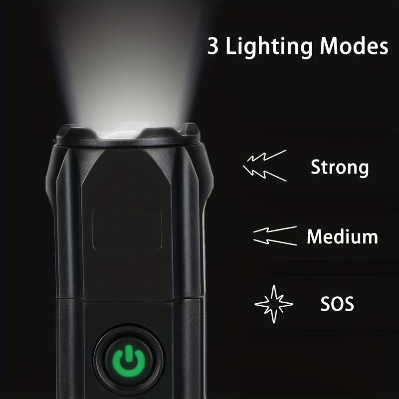 Baihuibri 1pc powerful variable focus flashlight, multifunctional portable household small flashlight, telescopic zoom light, rechargeable, suitable for outdoor lighting, work, exploration hiking Beauty Fashion
