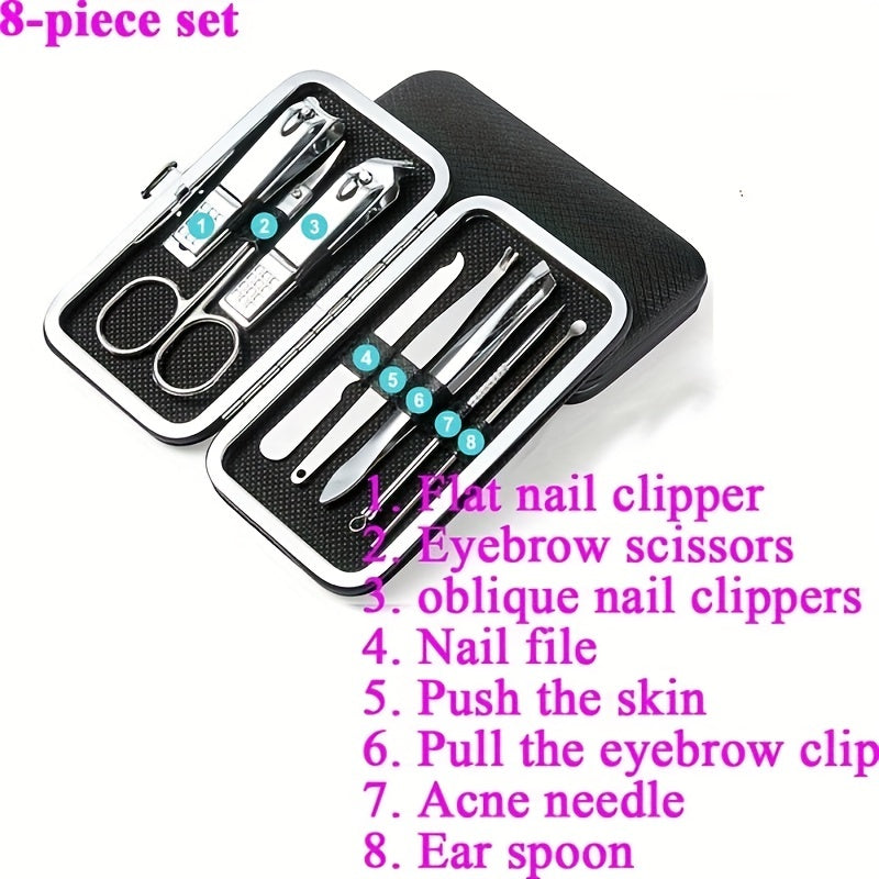 Professional Manicure And Pedicure Set, Nail Clipper Nail Cutter Nail Files Ear Spoon, Beauty Tools Grooming Set with Portable Case, for Nail Care, for Household And Travel Beauty Fashion