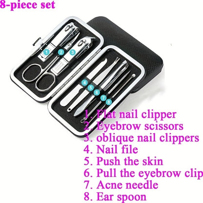 Professional Manicure And Pedicure Set, Nail Clipper Nail Cutter Nail Files Ear Spoon, Beauty Tools Grooming Set with Portable Case, for Nail Care, for Household And Travel Beauty Fashion