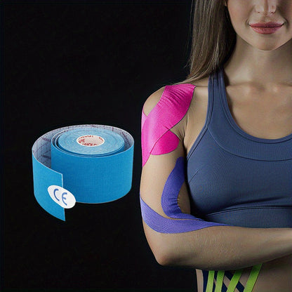 Enhanced Muscle Support & Recovery Kinesiology Tape - 5cm x 5m, Water-Resistant, Elastic, Universal Fit Sport Tape Beauty World Shop