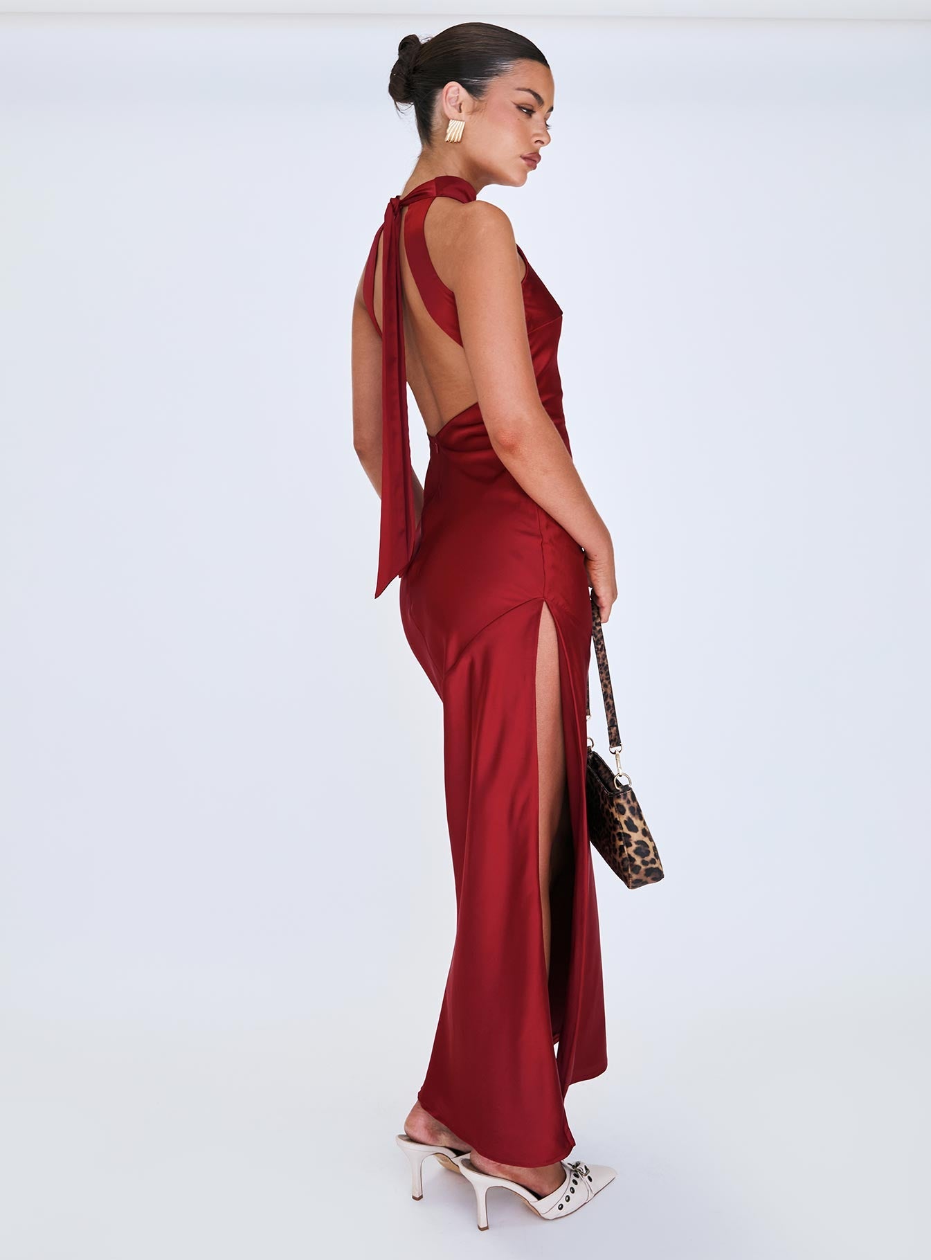 Mordecai Halter Maxi Dress Burgundy Princess Polly