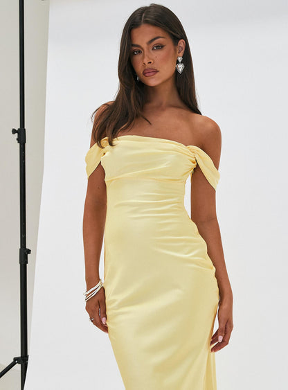 Azura Off The Shoulder Maxi Dress Yellow Princess Polly