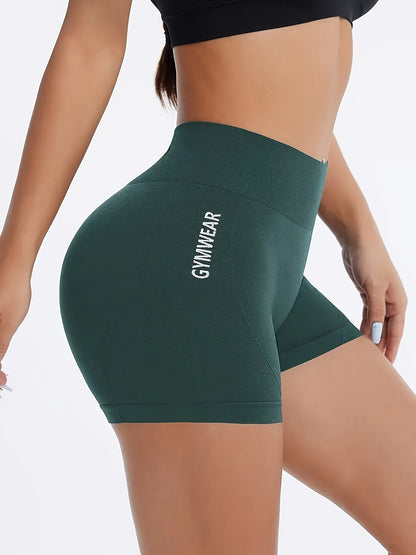 [Breathable High-Waist Gym Shorts] Women's High-Waist Gym Shorts, Breathable Running Cycling Yoga Shorts, Tummy Control Athletic Compression Fit, Sport Style