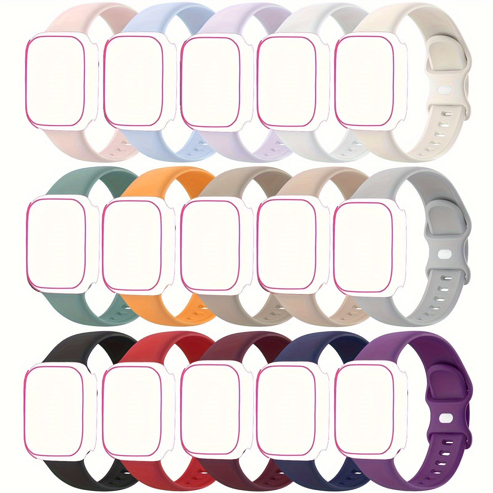 15 Packs Soft Silicone Bands Compatible With IWatch Band 40mm 41mm 38mm 45mm 44mm 42mm For Women Men, Waterproof Sport Bands Replacement Strap Wristbands For IWatch SE Series 9 8 7 6 5 4 3 2 Beauty World Shop
