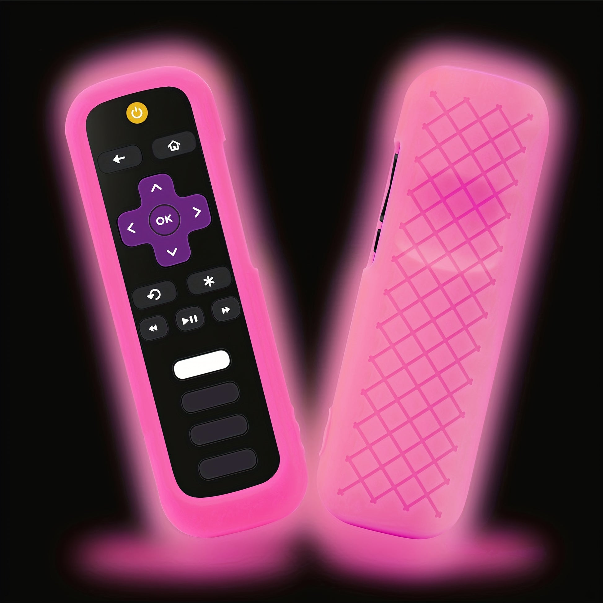 1pc Roku TV Remote Cover, Glow in the Dark Silicone Sleeve Case, Compatible with TCL Hisense Roku TV Steaming Stick 4K 4K+ Voice Remote, Universal Protective Battery Cover, 2022 Model, Uncharged, No Battery Included Beauty Fashion