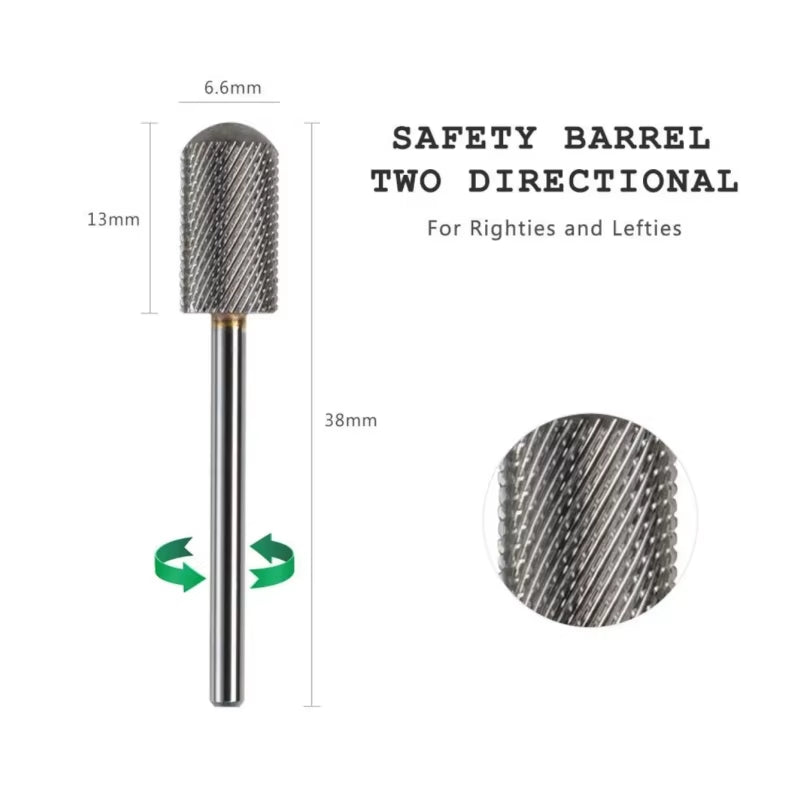 High Quality 6.6Mm Large Barrel and Smooth Top Carbide Nail Drill Bit 3/32" Tungsten Steel Carbidrel Pro Milling Cutter Nail Bit