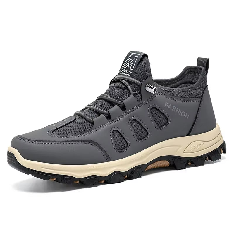 Men Soft Hiking Shoes Summer Breathable Mesh Sneakers Light Black Hike Footwear Walking Shoes Outdoor Shoes Climbing Shoe Male