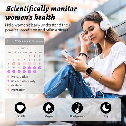 2025 Smart Watch Women Bluetooth Call Custom Dials Watches Blood Oxygen Monitor Sport Men Smartwatch Ladies for Android IOS