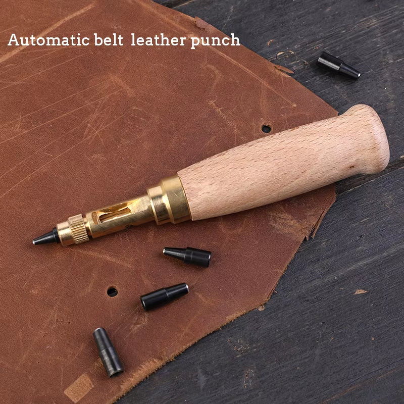Hole Punch Screw Removable Book Drill Auto with 6 Size Tip 1.5-4Mm Automatic Belts Screw Punch Leather Tool