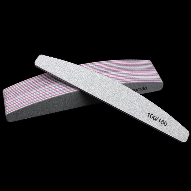 10Pcs 100/180 Nail File Sanding Polishing Buffer Block UV Gel Nail Polisher Manicure Pedicure Tools Nail Care Tools Grey Boat