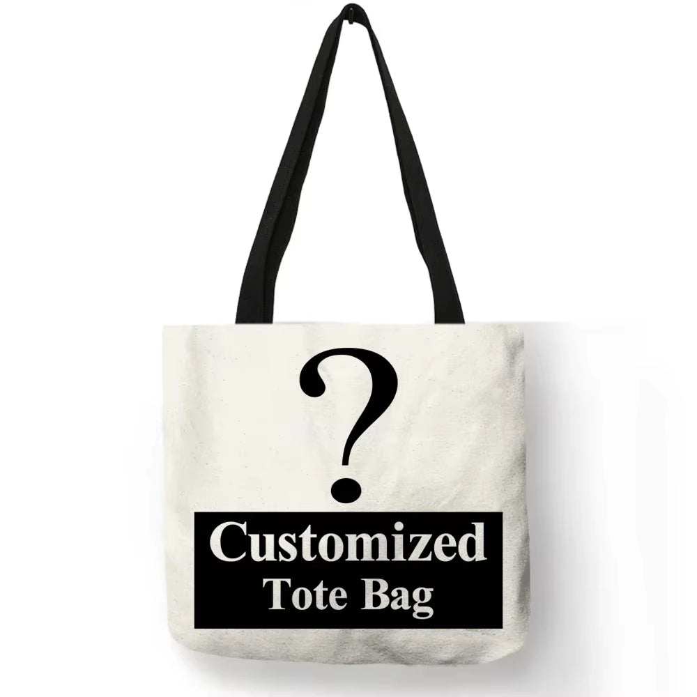 Personal Customize Women Tote Bag Linen Canvas Bag with Print Logo Custom Your Pictures Shopping Bags DIY Business Gift