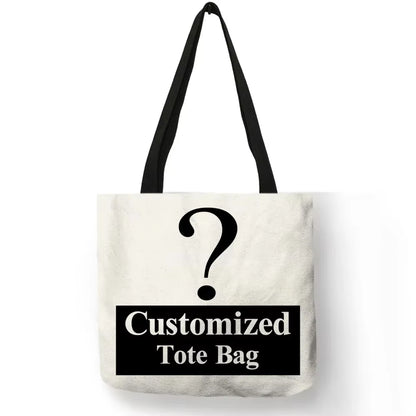 Personal Customize Women Tote Bag Linen Canvas Bag with Print Logo Custom Your Pictures Shopping Bags DIY Business Gift