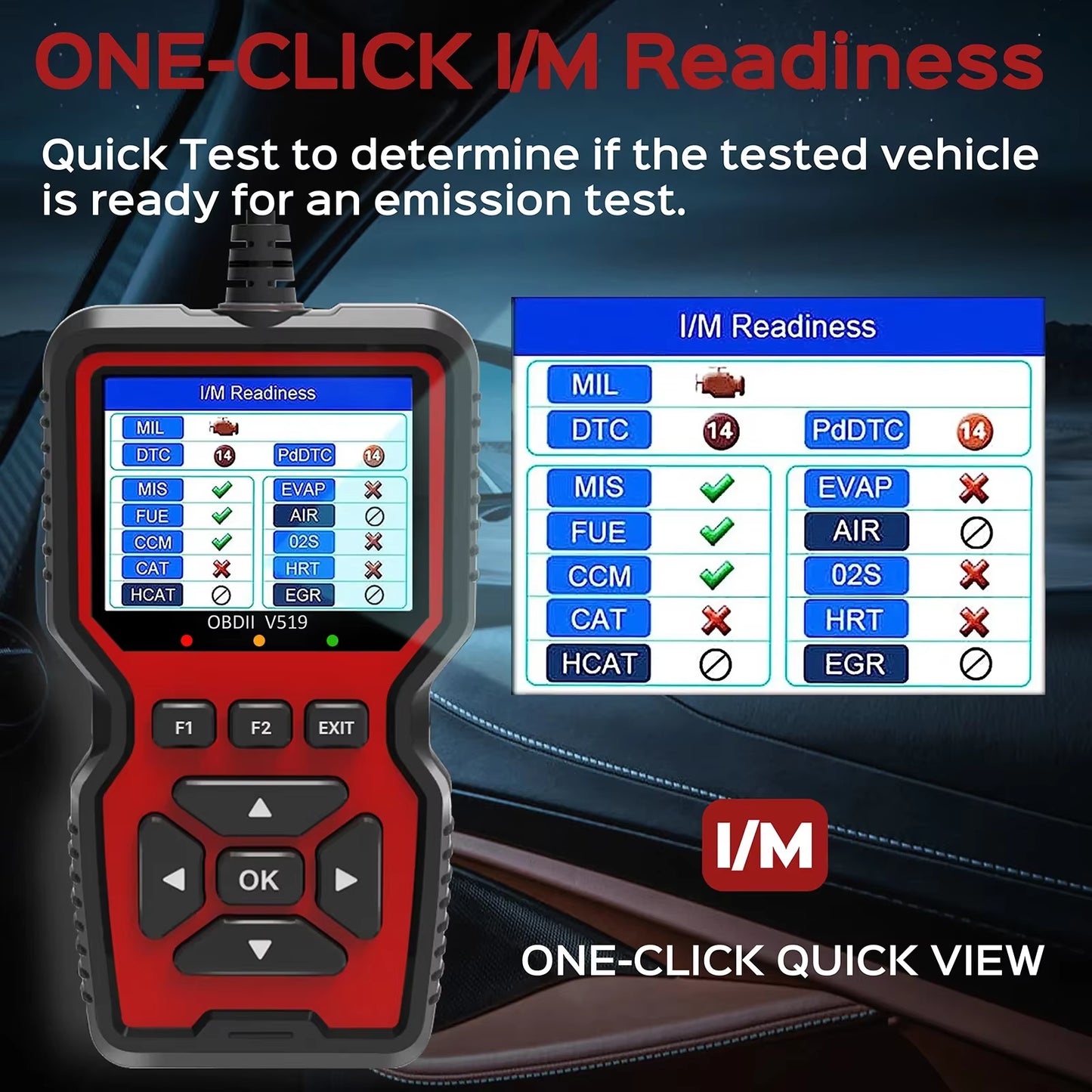Car OBD2 Scanner Diagnostic Tool Multi-Language OBDII Car Voltage Tester Engine Fault Code Scanner Car Code Reader V519