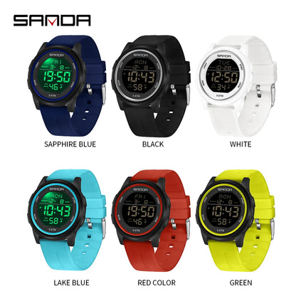 Outdoor Sport LED Luminous Electronic Youth Watch Fashion Casual Multi Functional Waterproof Electronic Digital Men Watch