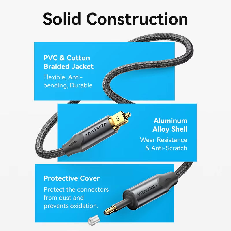 Toslink SPDIF Coaxial Cable 3.5Mm Digital Optical Audio Cable for Amplifiers Blu-Ray Xbox 360 PS4 Soundbar Fiber Cable