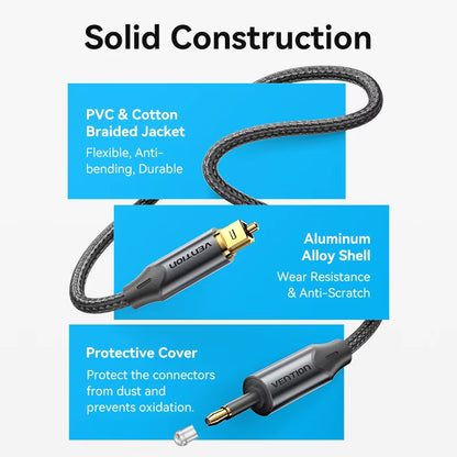 Toslink SPDIF Coaxial Cable 3.5Mm Digital Optical Audio Cable for Amplifiers Blu-Ray Xbox 360 PS4 Soundbar Fiber Cable