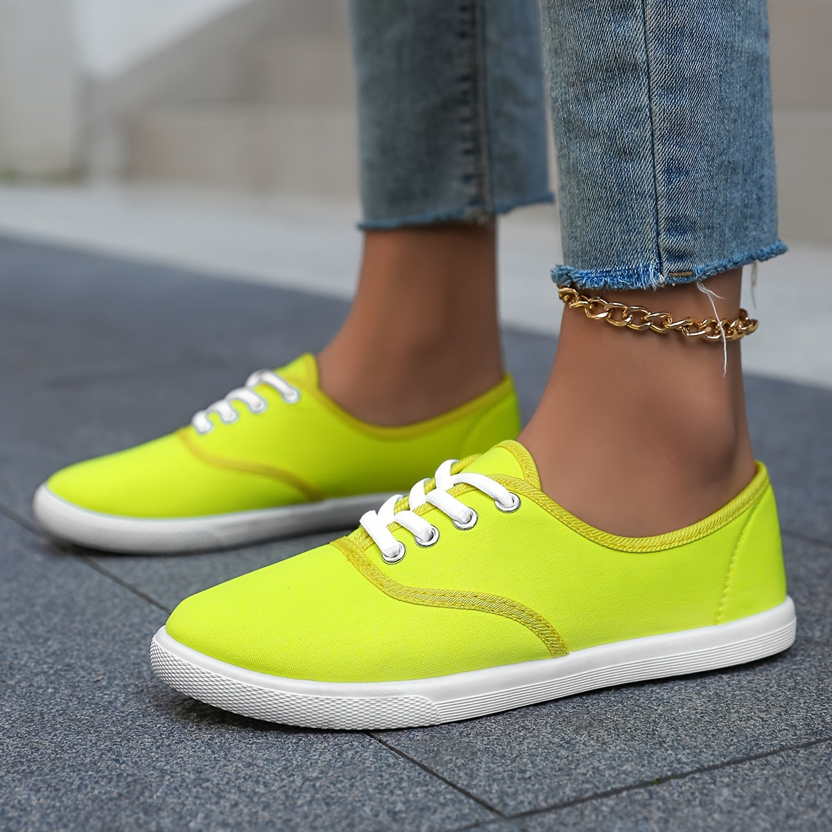 Women's Casual Canvas Sneakers, Low-Top Lace-up Walking Shoes, Lightweight & Comfort Sport Shoes Beauty World Shop
