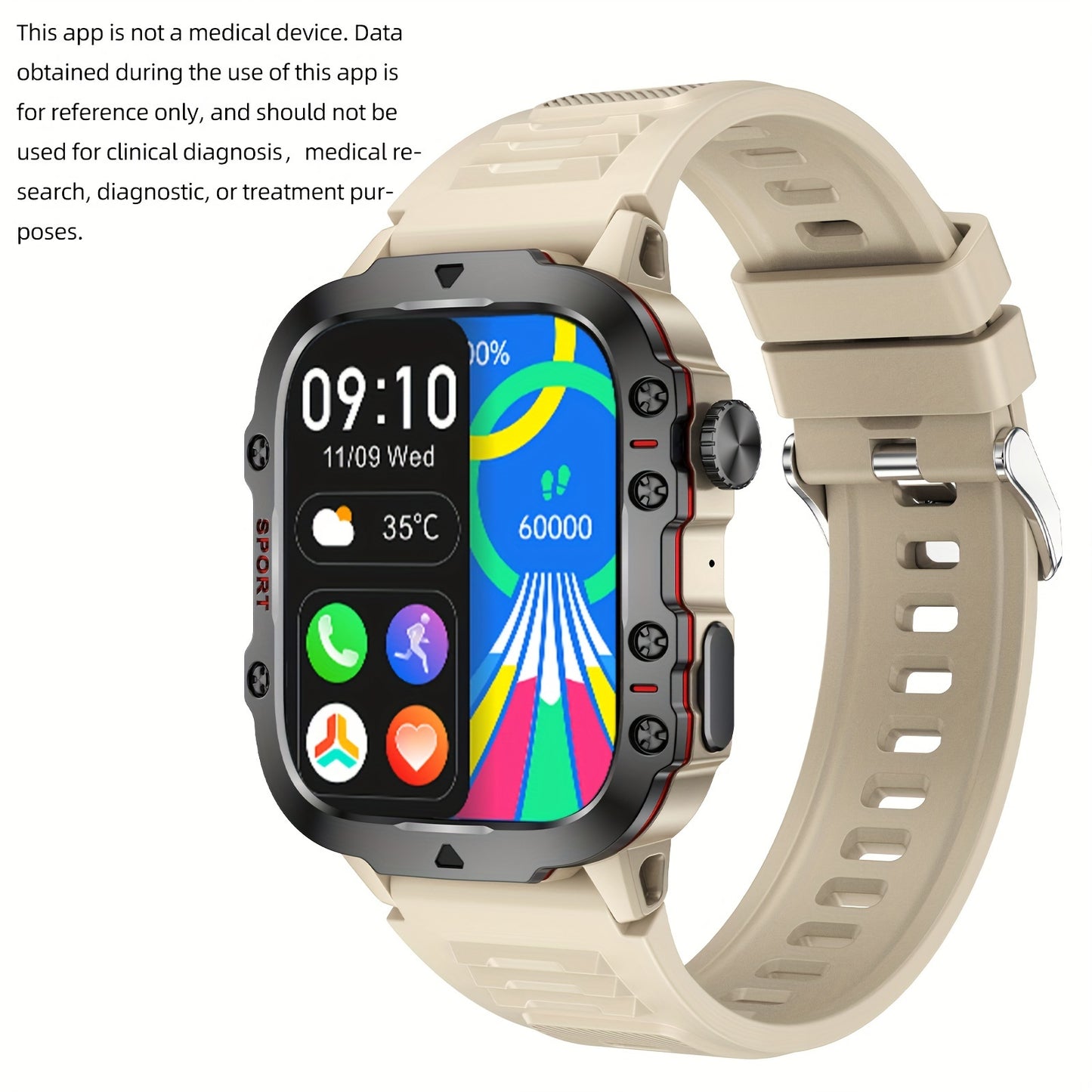 1pc Large 1.96" Touch Screen Smartwatch Pro - Multi-Sport Fitness Tracker, Answer/Make Calls, Message Notification, AI Control, Wireless Call, Heart Rate Monitor, Sleep Tracker, and More Beauty World Shop
