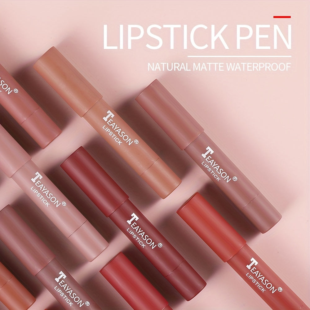 12 Colors Matte Moisturizing Lipstick Crayons - Long Lasting, Waterproof, Smooth, Fuller Lip Makeup Finish Valentine's Day Gifts Beauty Fashion