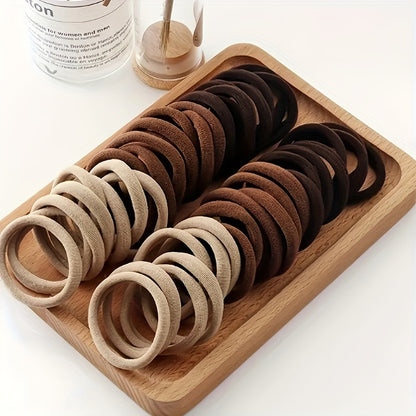 50pcs/100pcs Bulk Pack French-Style Thick Hair Ties for Women - High Elasticity Hair Loops, Thick Hair Friendly Hair Bands for Ponytails, Buns, Braids - Bulk Pack for Salon, Use, Parties (French Style Hair Bands) Beauty Fashion