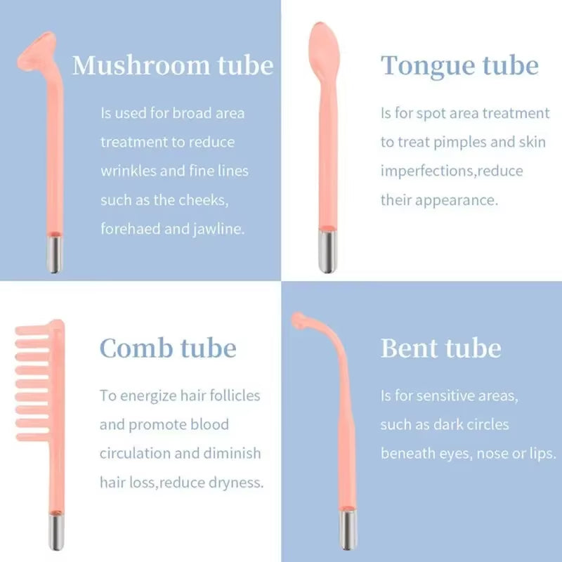 High Frequency Facial Machine 4 in 1 Handheld Electric for Face Skin Beauty Tools Portable Neon Wand Acne Treatment Therapy Wand