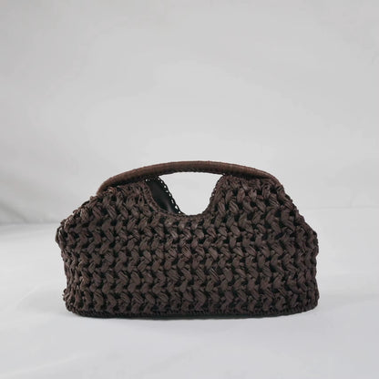 Elegant Ladies Chain Woven Handbag Straw Shoulder Bag Fashionable Raffia Crossbody Beach Bag Summer New Versatile Women'S Bag