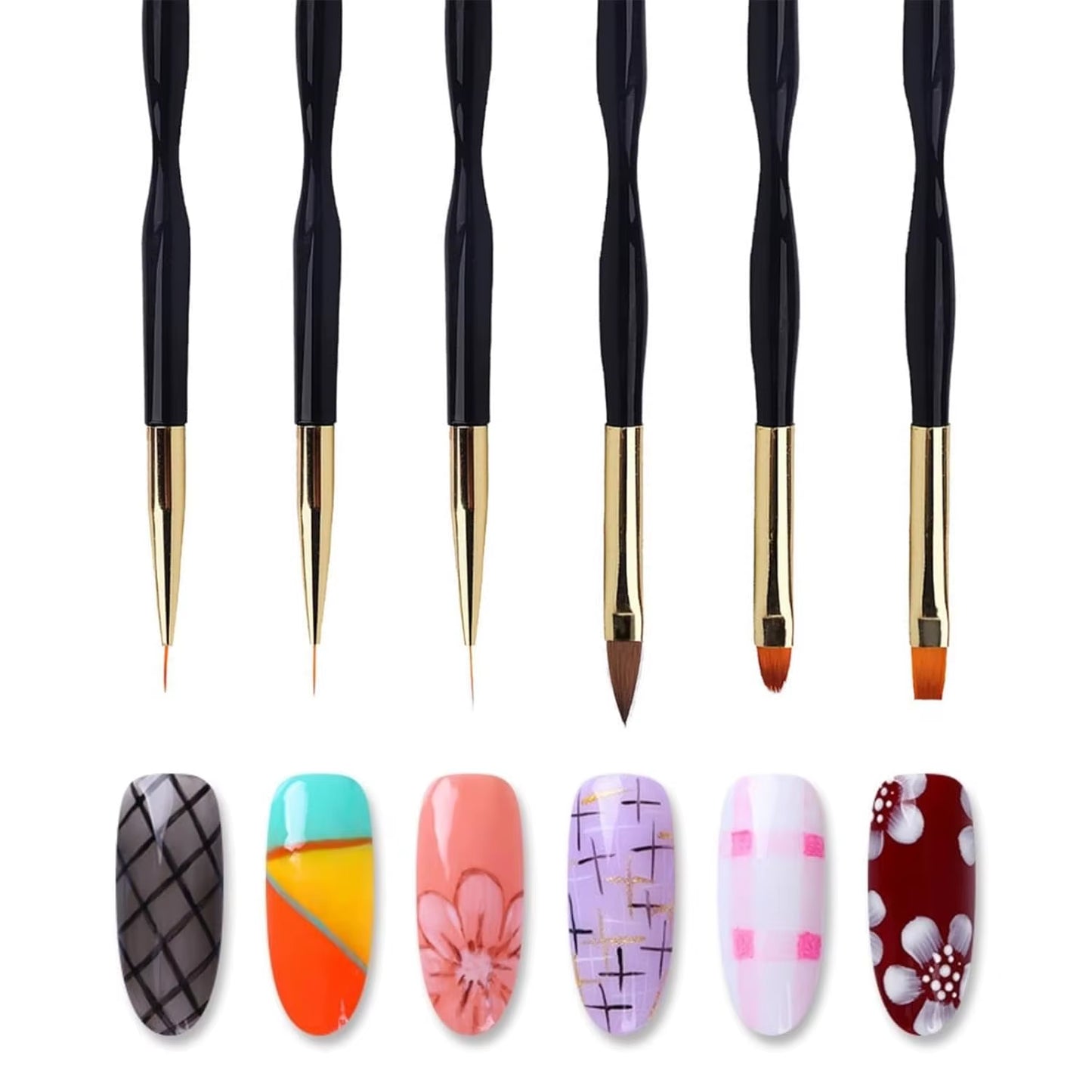 LINMANDA Nail Art Brushes 3Pcs Nail Brush Set with Gel Polish Pens and Liner Brush for Home and Professional Salon Use