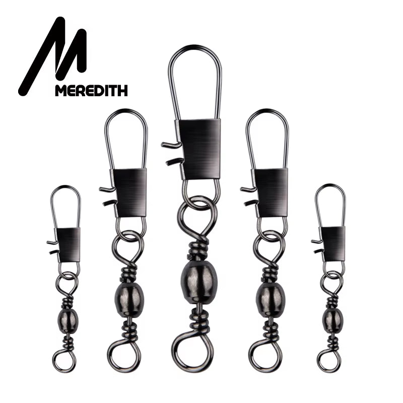 50Pcs/Lot Fishing Connector Pin Bearing Rolling Swivel Stainless Steel with Snap Fishhook Lure Tackle Accessorie