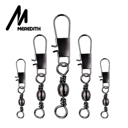 50Pcs/Lot Fishing Connector Pin Bearing Rolling Swivel Stainless Steel with Snap Fishhook Lure Tackle Accessorie