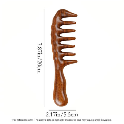 Natural Sandalwood Comb for Hair Growth - Handmade Wooden Massage Comb for Women Men, Anti-Static Detangling Styling Brush