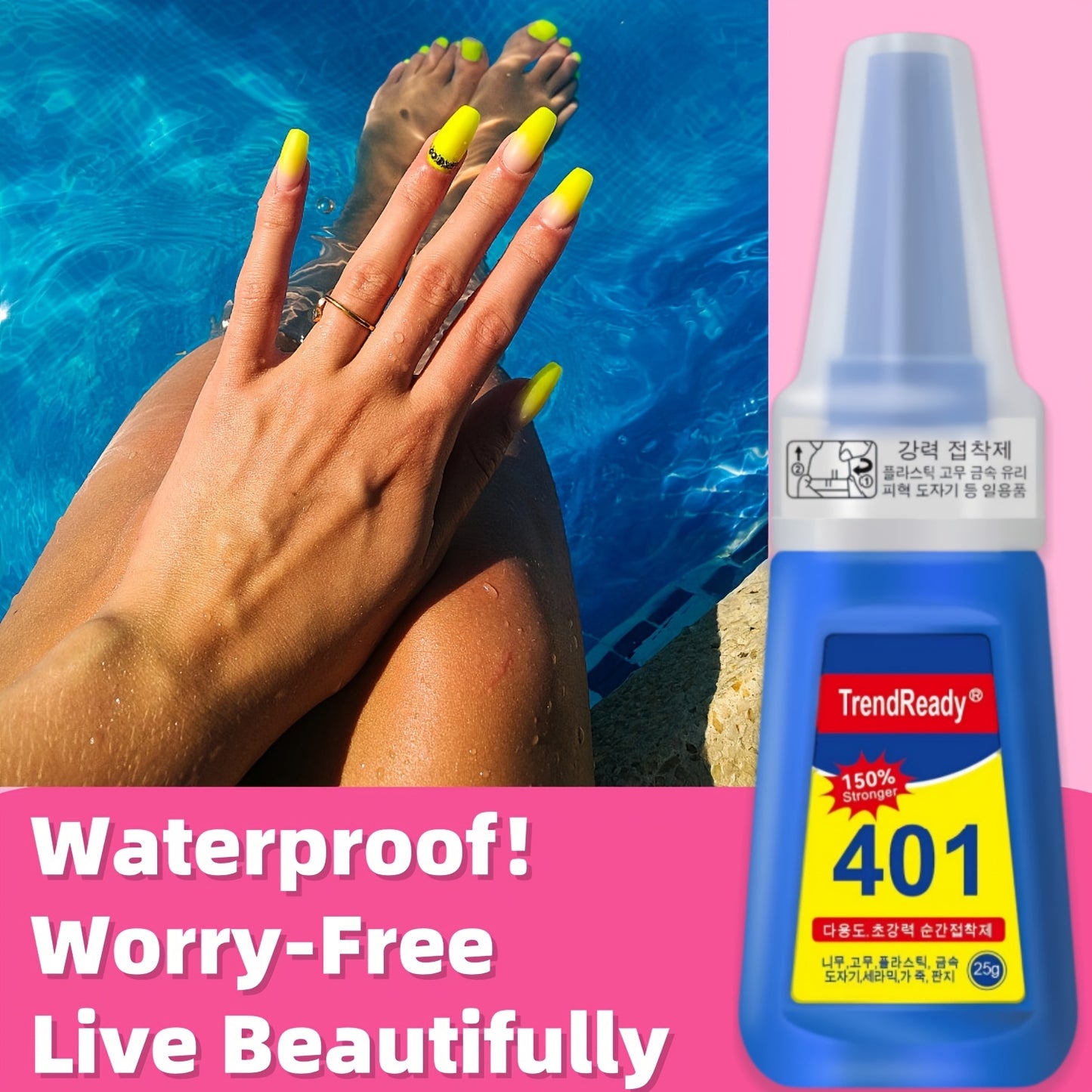 TrendReady 25g Nail Glue - Extreme Hold For Fake Nails & Tips, 30+ Days Wear, Smudge Proof, Salon Quality Kit Beauty World Shop