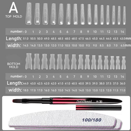 Sandwich Dual Nail Forms 180Pcs 15Size NEW 2025 Extensions-Dual Forms Coffin Almond Nail Forms Manicure Top Mold Bottom Mold