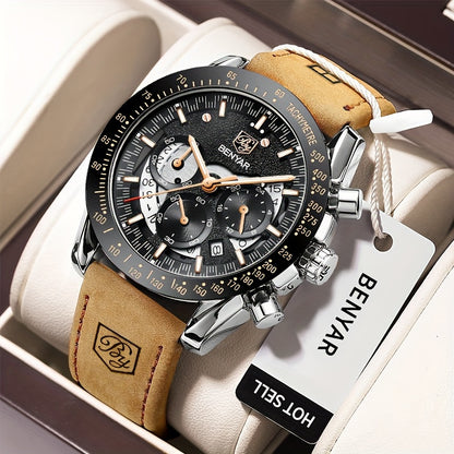 BENYAR Watches For Men Analog Quartz Chronograph Luminous Big Face Mens Watches Business Work Sport Casual Fashion Designer Dress Men'S Wrist Watches Elegant Gift For Men Beauty World Shop