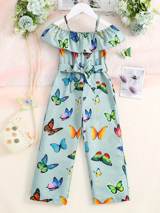 Trendy Girls' Butterfly Romper with Ruffles and Belt - Perfect for Summer! Beauty Fashion