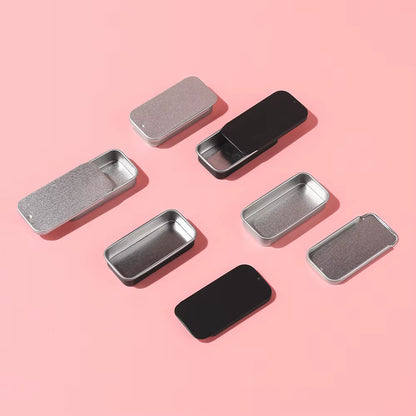 6Pcs Silver/Black 50*25*10Mm Aluminum Box Empty Refillable Containers Aluminum Square Container or Cosmetic, Lip Balm, Cream