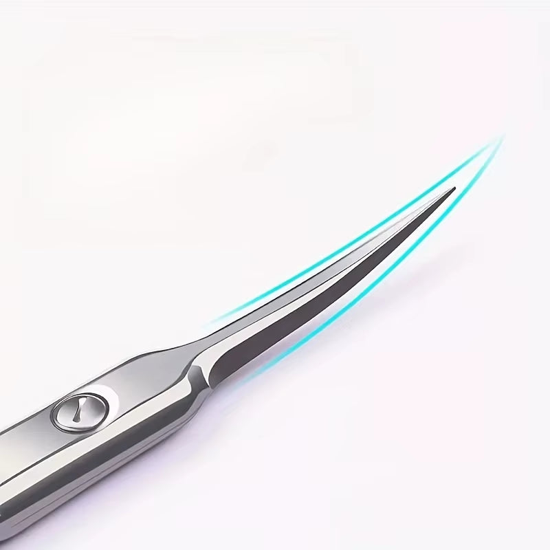 1Pcs Ambidextrous Stainless Steel Curved Blade Cuticle Scissors - 1Pc Nail Clipper for Dead Skin Removal,Unscented Manicure Tool