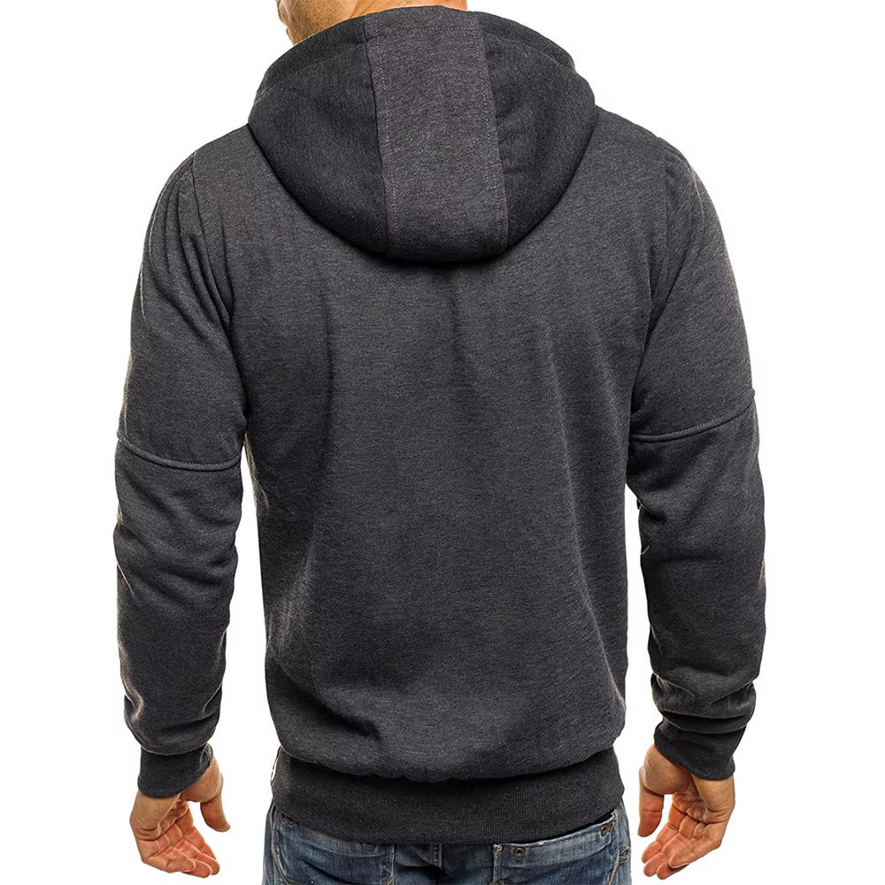 Men'S Hoodies Long Sleeve Sweatshirt Zipper Design Hooded Sweatshirt for Men Clothing Sportswear Slim Fit Casual Jacket