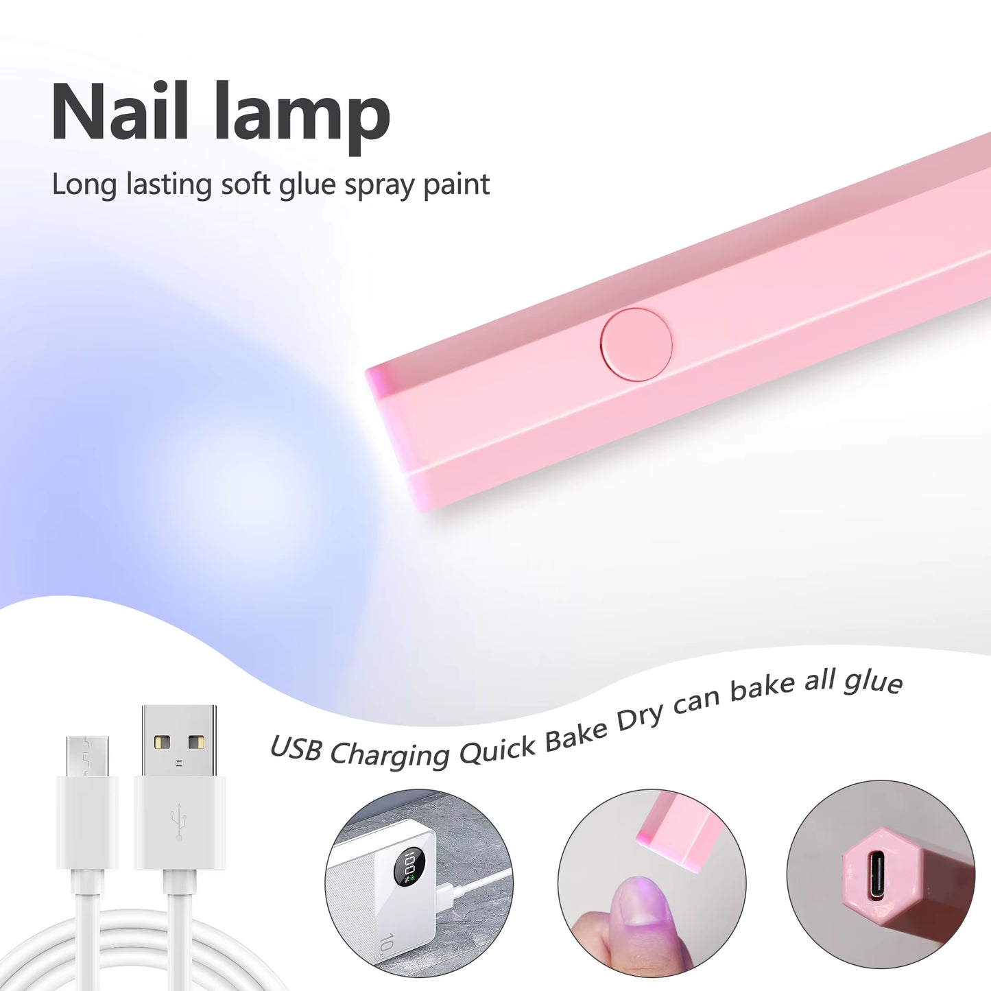 Portable Handheld Mini Nail Lamp for All Gel Polish Quick Dry USB Nail Dryer Machine UV LED Nail Lamp Mini Flashlight Pen