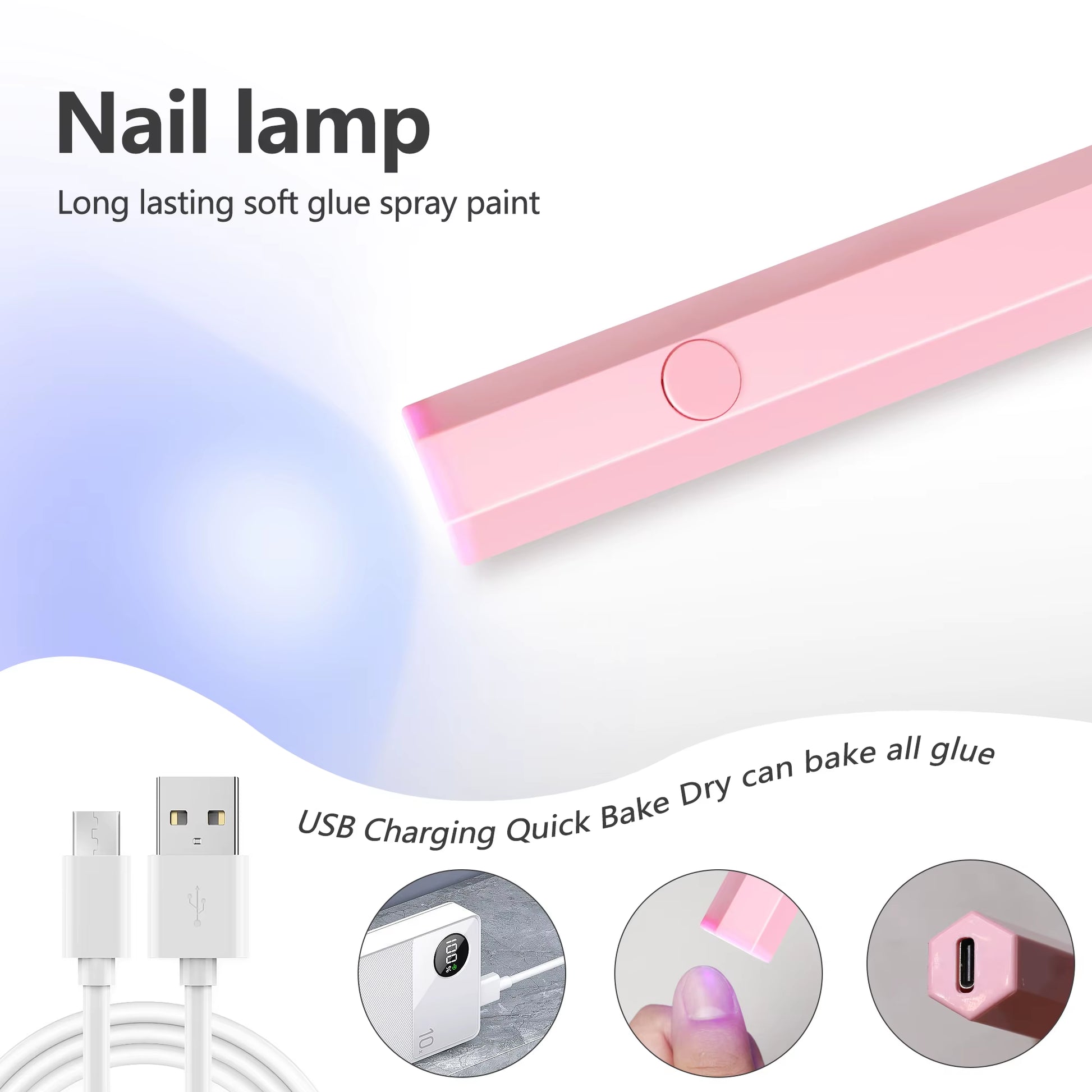 Portable Handheld Mini Nail Lamp for All Gel Polish Quick Dry USB Nail Dryer Machine UV LED Nail Lamp Mini Flashlight Pen