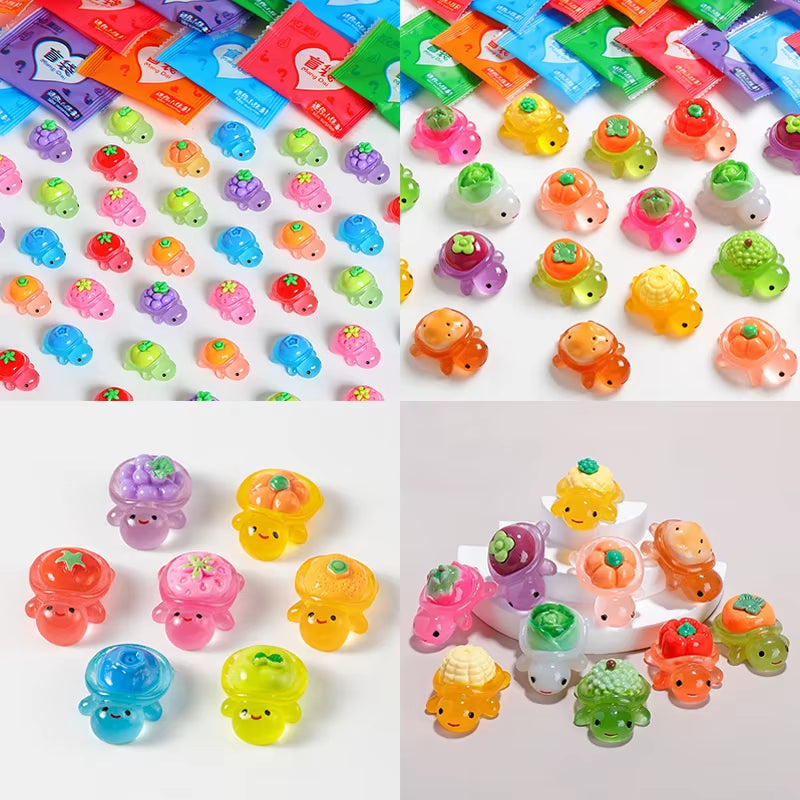 10Pcs Pcs Cute Mini Luminous Turtle Ornaments Glowing in the Dark Miniatures Turtle Micro Landscape Kids Toys Home Decor Gift