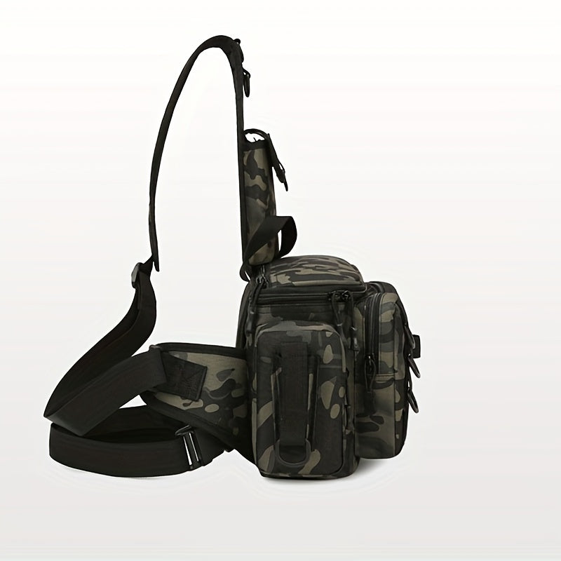 1pc Heavy-Duty Fishing Backpack Tackle Sling Bag with Rod Holder & Multi-Compartment - Lightweight Breathable Mesh Back, Durable Nylon/, Padded Shoulder Straps for Freshwater/Saltwater Fishing Gear, Camping & Outdoor (Ideal G Beauty Fashion