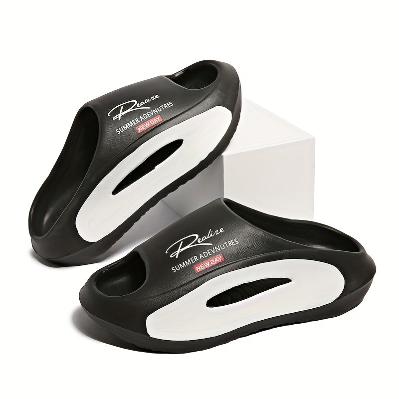 [Summer Sport Slippers] Summer Open Toe Women's Fashion Sport Slippers - EVA Material with Letter Print - Athletic Sandals with Adjustable Strap