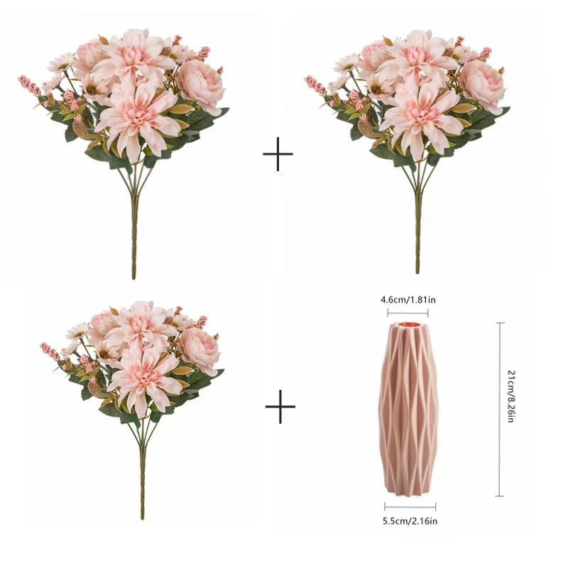 1Pc Hot Sale Artificial Flower Silk Dahlia Rose Daisy Christmas Home Decoration Bonsai Room Wedding Bridal Bouquet Party Diy Box