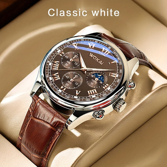 Men's Business Wrist Watch Quartz Casual Belt Men's Watch Brown Watch Beauty Fashion