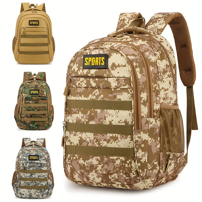 Multi-Pocket Tactical Backpack - Lightweight Nylon Sport & Outdoor Bag for Men and Women, Adjustable Straps, Camo Design, Ideal for Travel, Camping, and Gifts, Outdoor Backpack Beauty World Shop