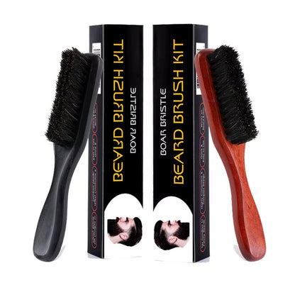 1Pc Brush Beard Grooming Brush Wood Handle Boar Bristle Barber Hair Styling Comb Traightens and Promotes Beard Growth