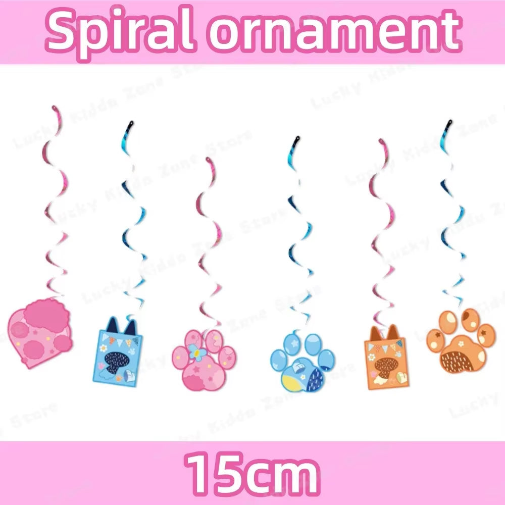 Pink Bluey Birthday Decorations for Kids Latex Aluminum Foil Balloons Bingo Theme Party Event Supplies Disposable Tableware Toys