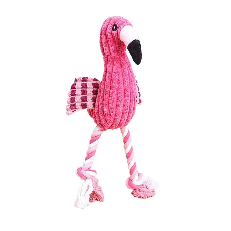 1PC Cute Flamingo Plush Dog Toys Funny Interactive Squeaky Chew Ropes Toys for Small Large Pets Teeth Cleaning Supplies