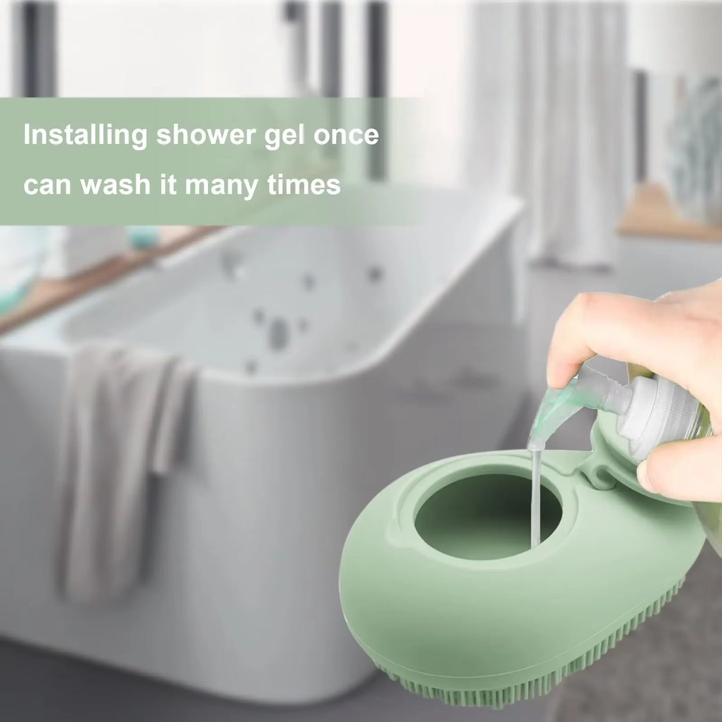 1Pc Silicone Body Scrubber Exfoliating Body Scrubber Loofah Brush Refillable Bath Brush Easy Foaming Massage Brush Bathroom