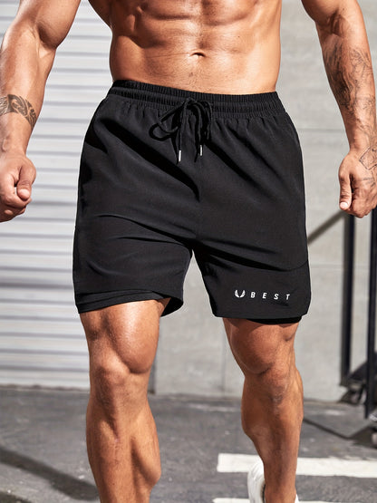 Double Layer Men's Sport Shorts With Drawstring For Outdoor Activities